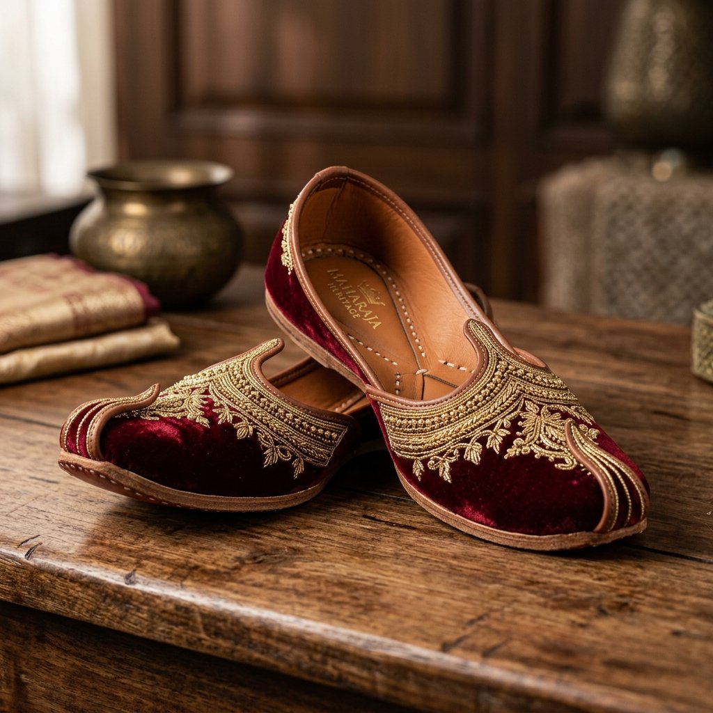Handcrafted Velvet Zardosi Mojaris