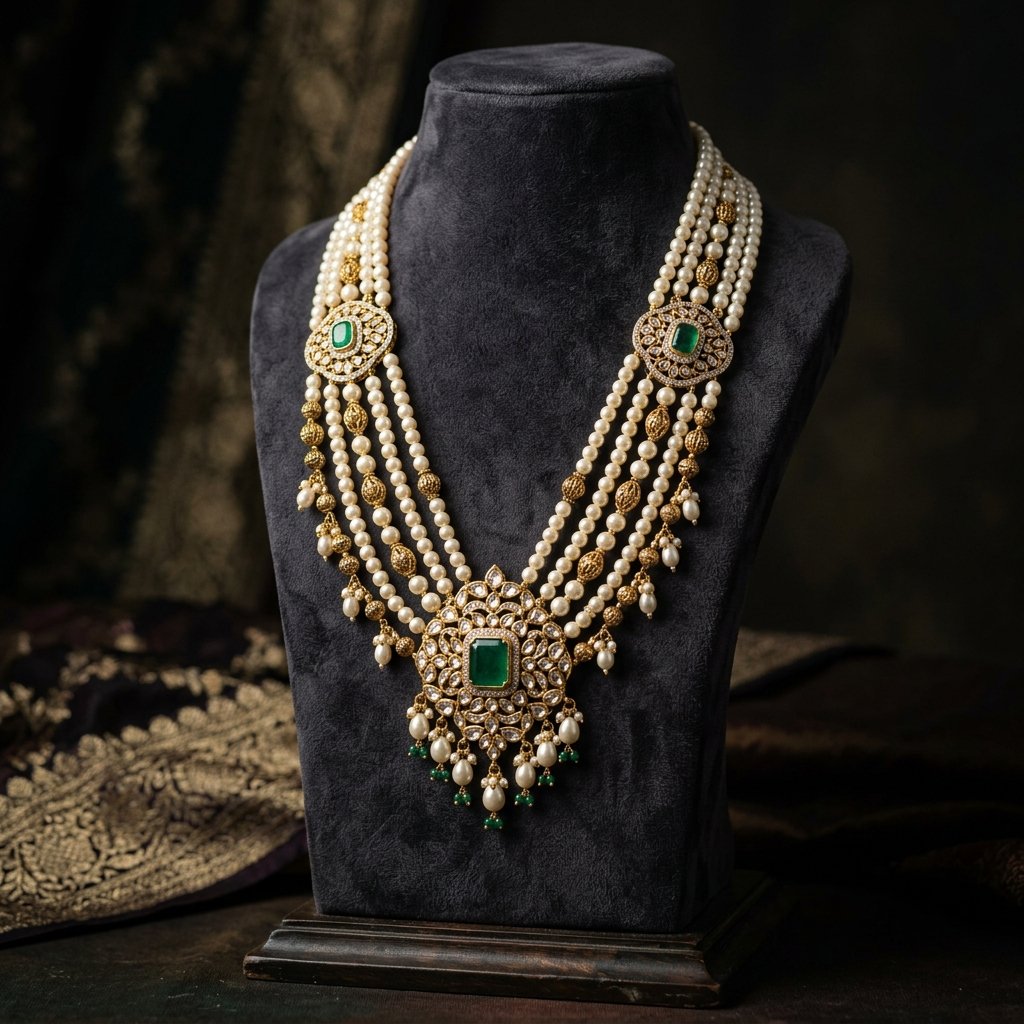 Imperial Basra Pearl & Emerald Mala