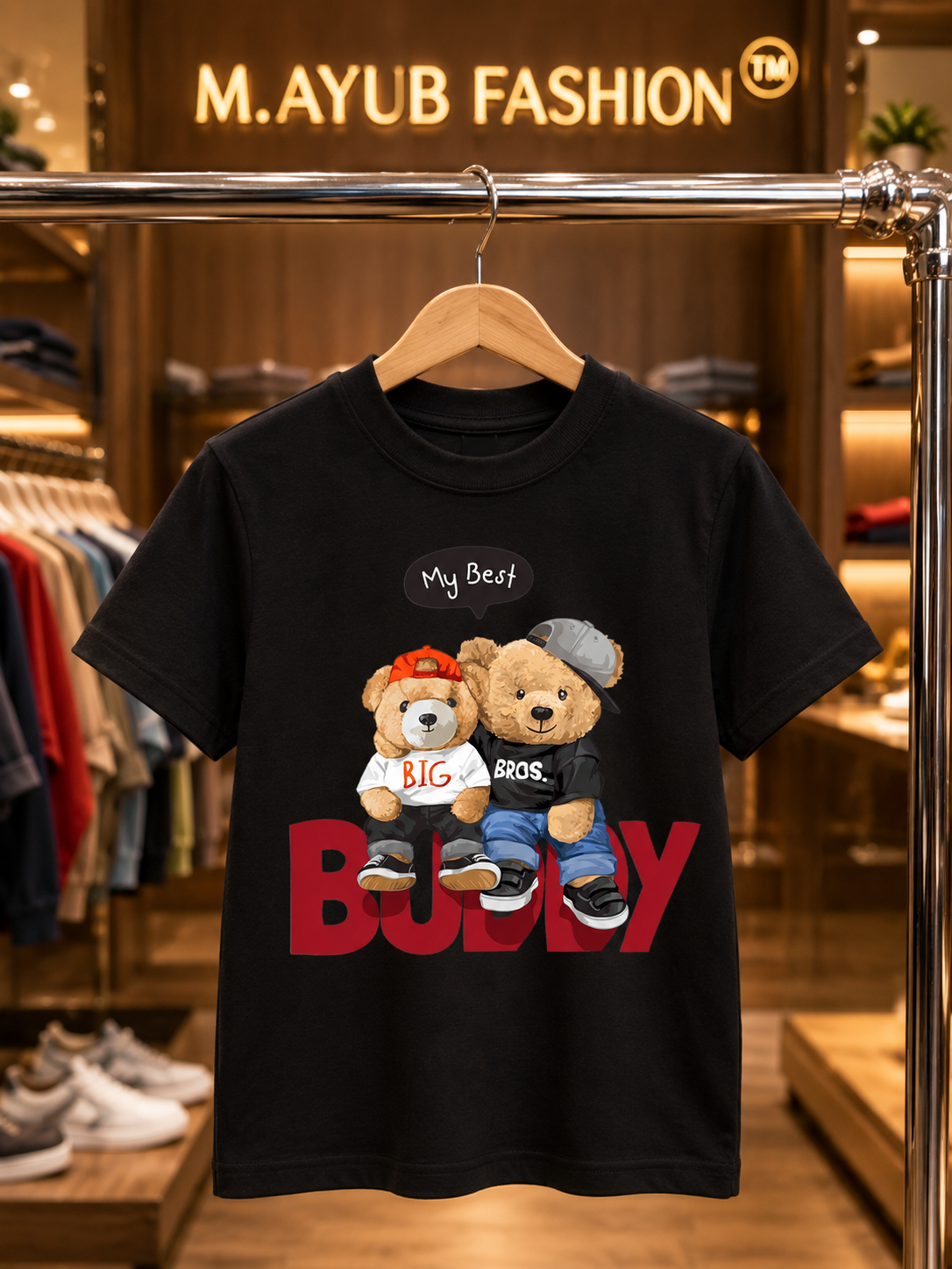 Boys Black DTF Printed T-Shirt | 100% Cotton | 180 GSM | Half Sleeve Kids Graphic T-Shirt
