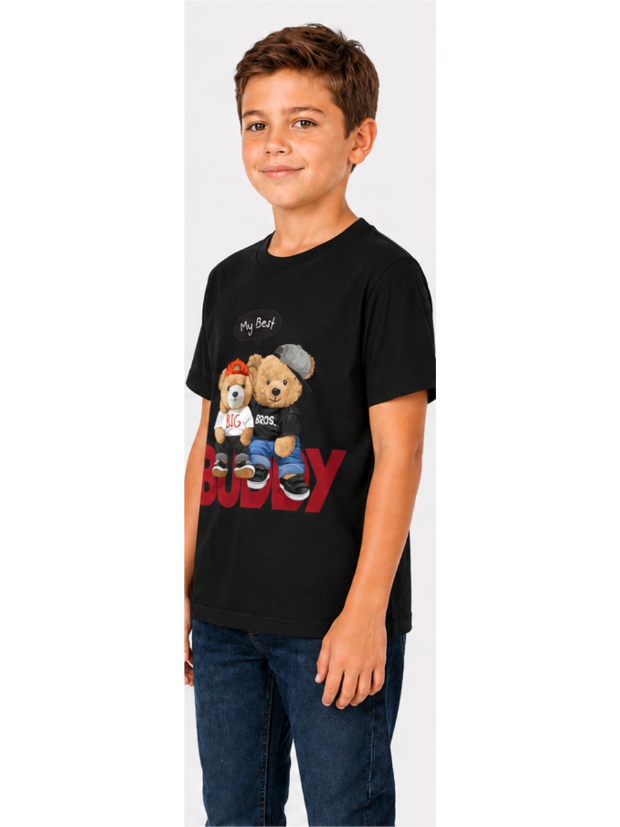 Boys Black DTF Printed T-Shirt | 100% Cotton | 180 GSM | Half Sleeve Kids Graphic T-Shirt - photo 4