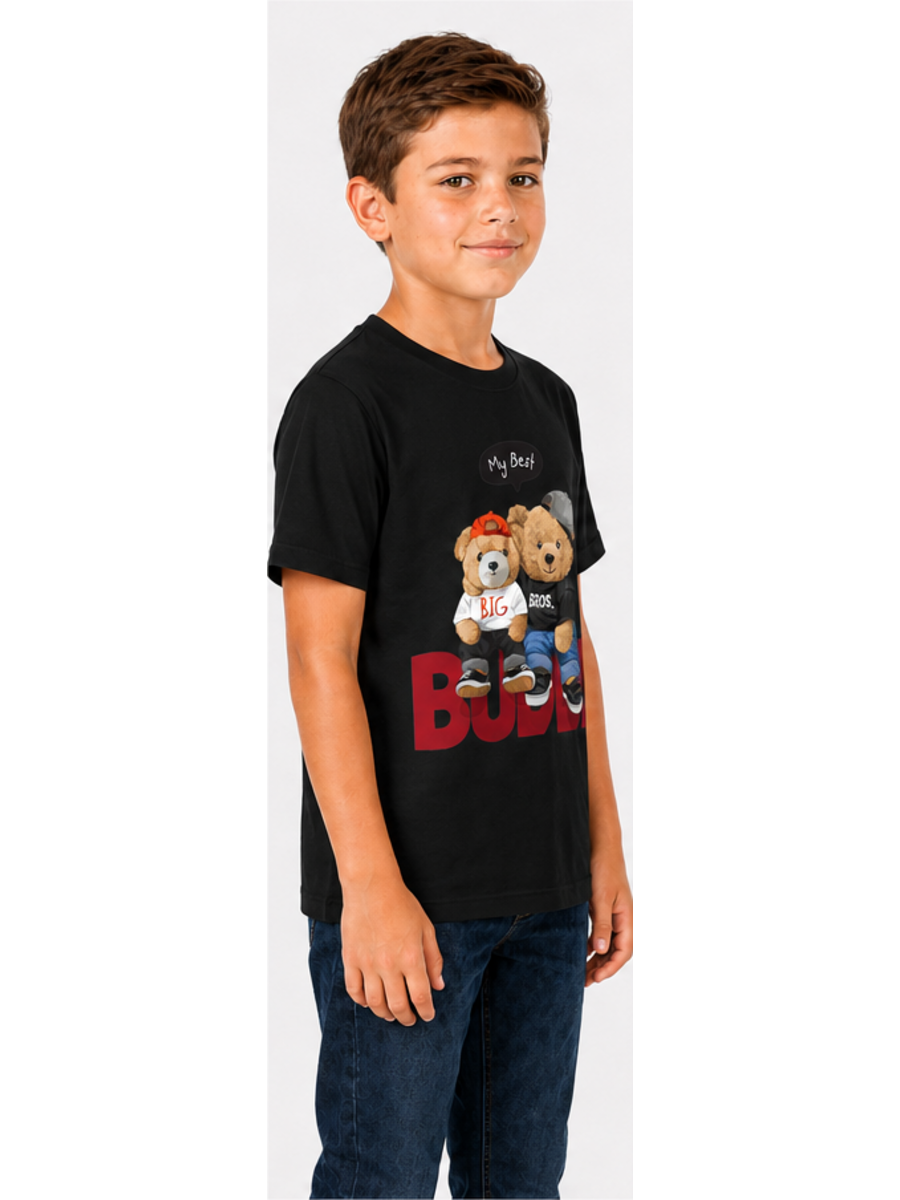 Boys Black DTF Printed T-Shirt | 100% Cotton | 180 GSM | Half Sleeve Kids Graphic T-Shirt - photo 5