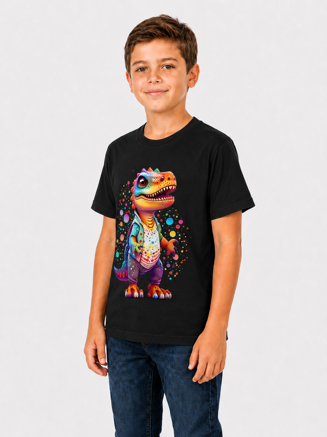 Boys Black DTF Printed T-Shirt | 100% Cotton | 180 GSM | Half Sleeve Kids Graphic T-Shirt - photo 4