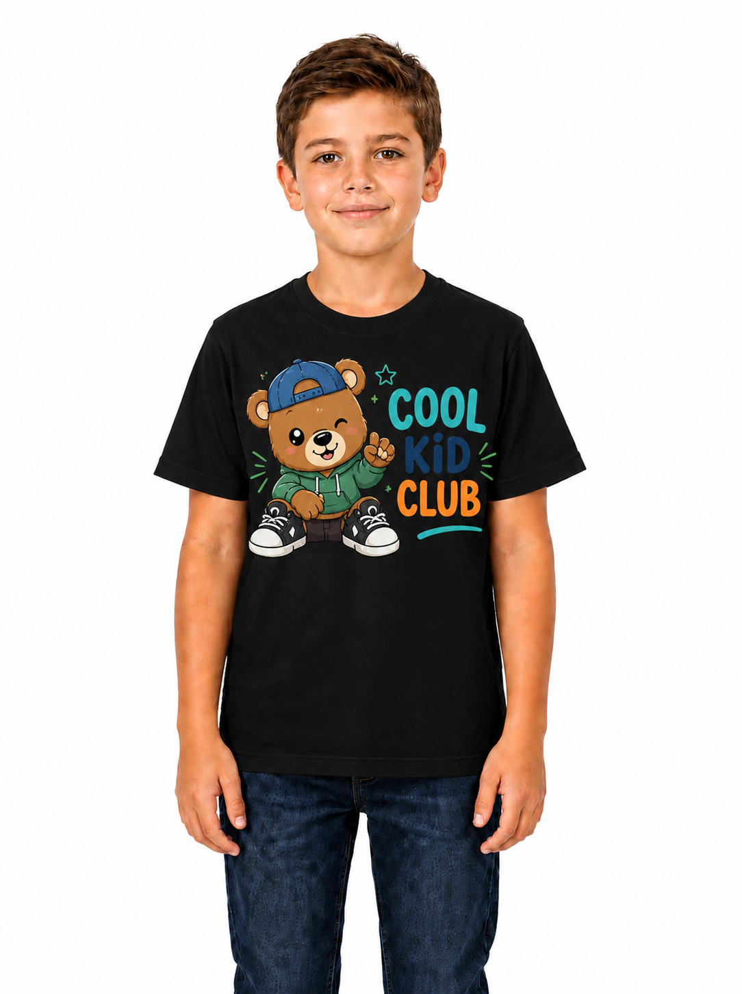 Boys Black DTF Printed T-Shirt | 100% Cotton | 180 GSM | Half Sleeve Kids Graphic T-Shirt