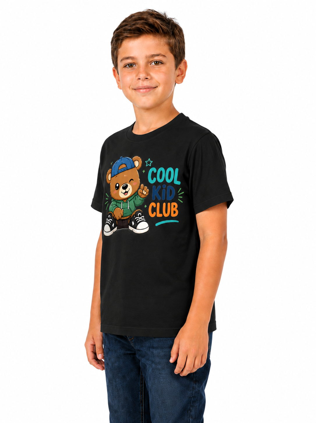Boys Black DTF Printed T-Shirt | 100% Cotton | 180 GSM | Half Sleeve Kids Graphic T-Shirt - photo 3