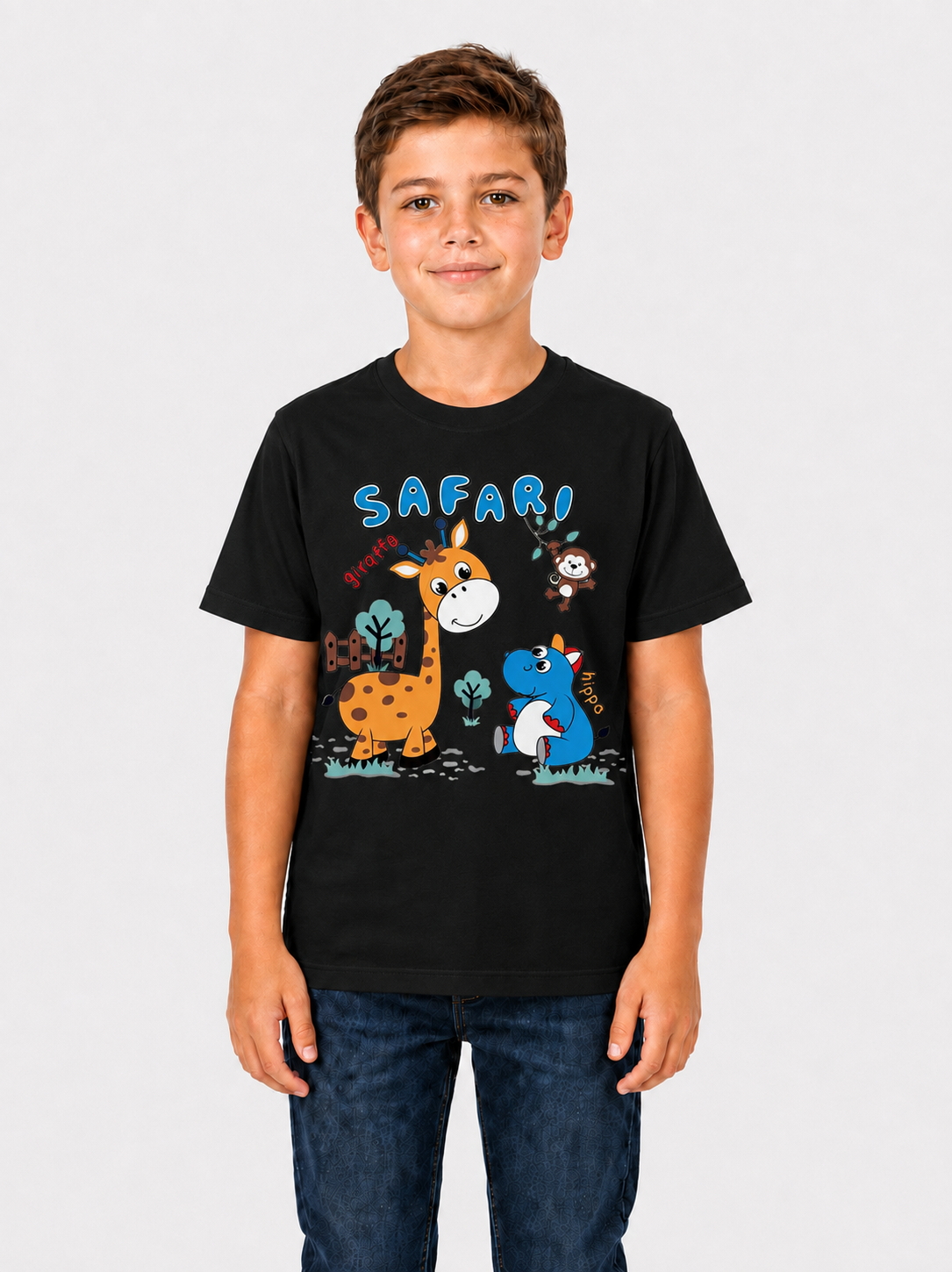 Boys Black DTF Printed T-Shirt | 100% Cotton | 180 GSM | Half Sleeve Kids Graphic  - photo 2