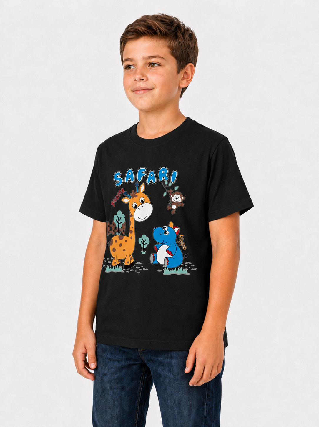Boys Black DTF Printed T-Shirt | 100% Cotton | 180 GSM | Half Sleeve Kids Graphic  - photo 3