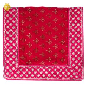 Pink Rani Velvet Print Dulha Dupatta - Image 2