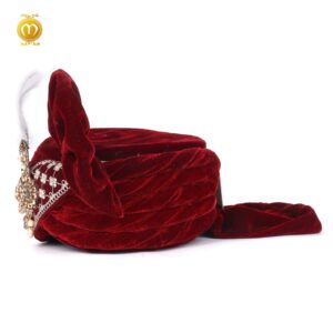 Royal Velvet Pagdi for Wedding Ceremonies Maroon - Image 3
