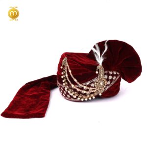 Royal Velvet Pagdi for Wedding Ceremonies Maroon - Image 2