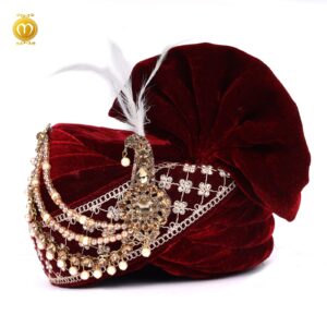 Royal Velvet Pagdi for Wedding Ceremonies Maroon - Image 1