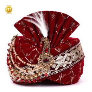 Royal Velvet Pagdi for Wedding Ceremonies Maroon - Image 1