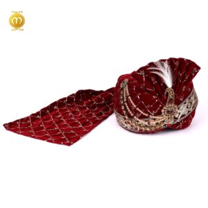 Royal Velvet Pagdi for Wedding Ceremonies Maroon - Image 3