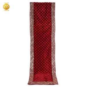 Maroon Velvet Print Pagdi Dupatta Mala Set - Image 6