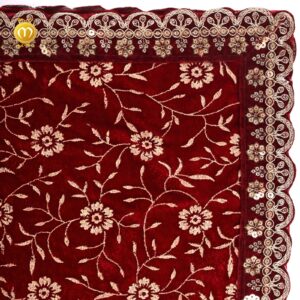 Maroon Velvet Print Pagdi Dupatta Set - Image 2