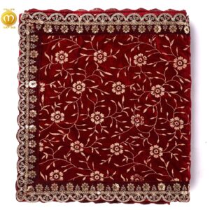 Maroon Velvet Print Pagdi Dupatta Set - Image 5