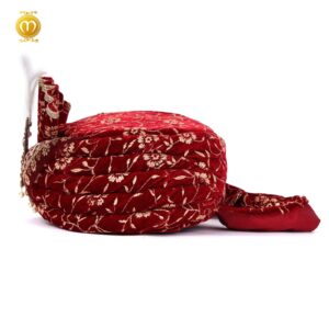 Maroon Velvet Print Pagdi Dupatta Set - Image 4