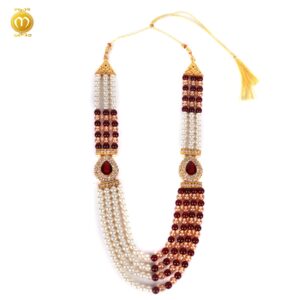 Maroon Velvet Print Pagdi Dupatta Mala Set - Image 6