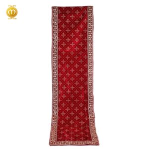 Maroon Velvet Print Pagdi Dupatta Mala Set - Image 5