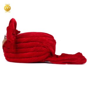 Royal Velvet Pagdi for Wedding Ceremonies Red - Image 2