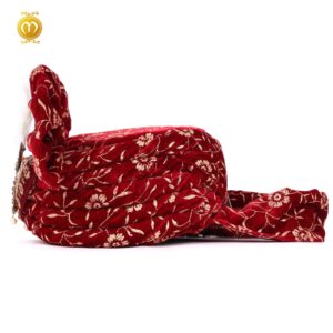 Royal Velvet Print Pagdi for Wedding Ceremonies Maroon - Image 3