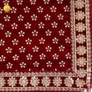 Maroon Velvet Print Pagdi Dupatta Set - Image 3