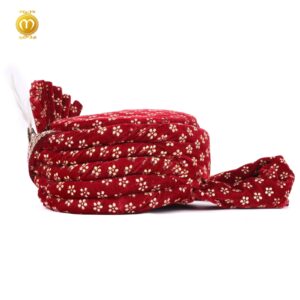 Maroon Velvet Print Pagdi Dupatta Set - Image 7