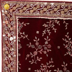 Maroon Velvet Print Pagdi Dupatta Mala Set - Image 7