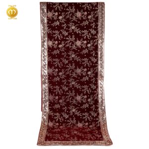 Maroon Velvet Print Pagdi Dupatta Mala Set - Image 3