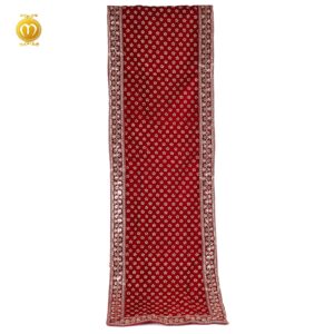 Maroon Velvet Print Pagdi Dupatta Set - Image 5