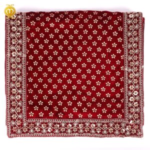 Maroon Velvet Print Pagdi Dupatta Set - Image 4