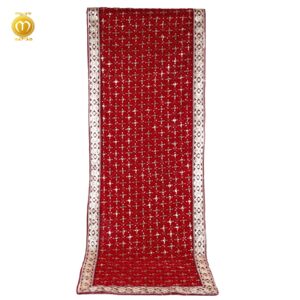 Maroon Velvet Embroidery Pagdi Dupatta Set - Image 4