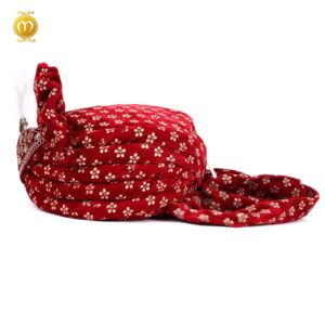 Royal Velvet Print Pagdi for Wedding Ceremonies Maroon - Image 2