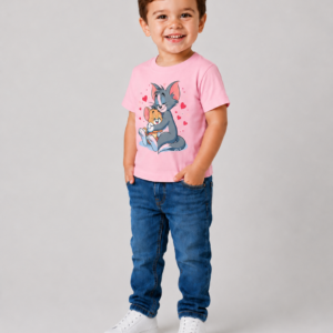 Toddler Kids Pink Graphic T-Shirt with Colorful Peace Sign Hand Print, Soft Cotton Short Sleeve Casual Tee for Boys and Girls, Vibrant Street Art Inspired Everyday Summer Top - Image 2