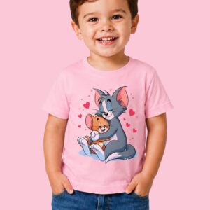 Toddler Kids Pink Graphic T-Shirt with Colorful Peace Sign Hand Print, Soft Cotton Short Sleeve Casual Tee for Boys and Girls, Vibrant Street Art Inspired Everyday Summer Top - Image 1